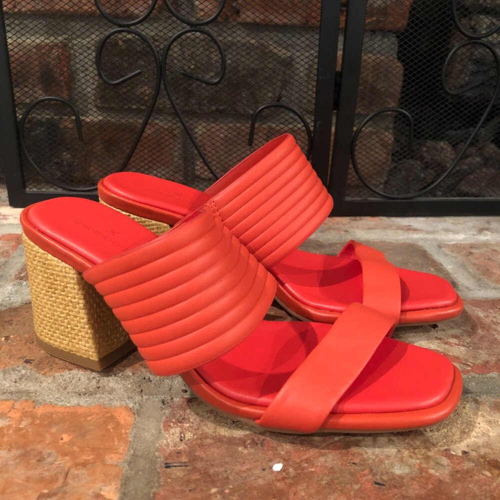 Caslon Red Orange Block Heel Sandals